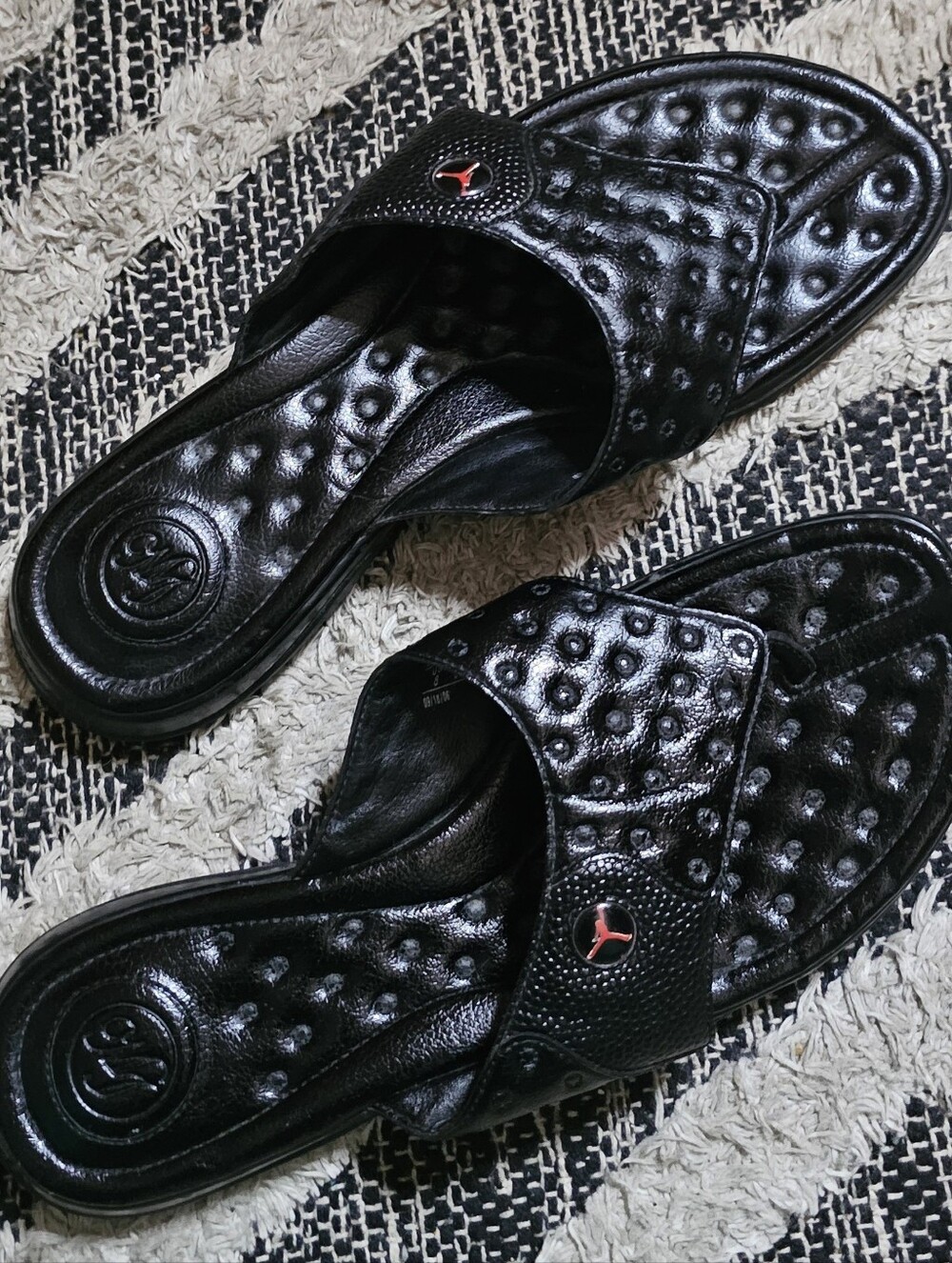 Jordan Black Slide Sandals with Red Jumpman Accent